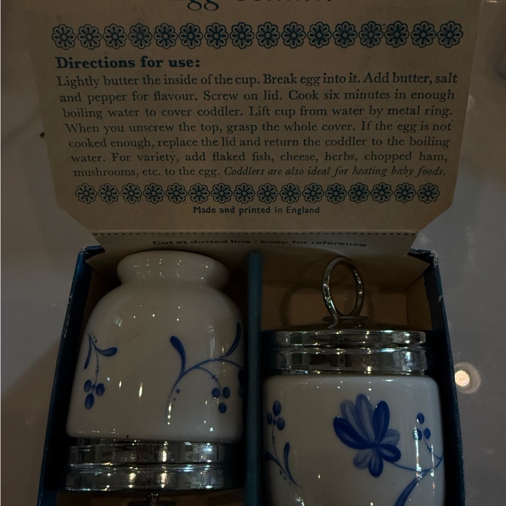 Royal Worcester porcelain egg coddler set  "Blue Bow With Box. Extremely Rare